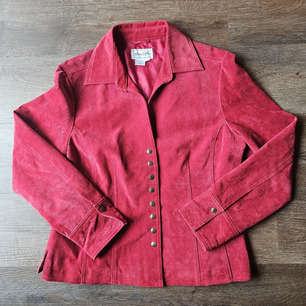 Live a Little Red Suede Button-Front Jacket